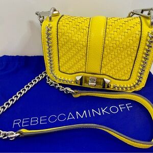 Rebecca Minkoff Vibrant Yellow Woven Crossbody Bag.